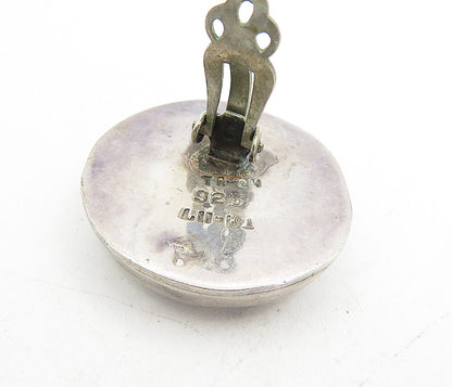 MEXICO 925 Sterling Silver  Vintage Non Pierce Button Drop Earrings  EG4475