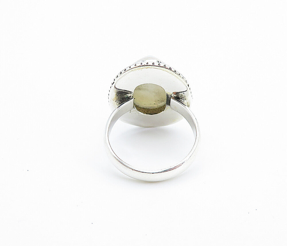 925 Sterling Silver  Druzy Stone Shiny Twist Petite Cocktail Ring Sz 5  RG8080