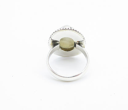 925 Sterling Silver  Druzy Stone Shiny Twist Petite Cocktail Ring Sz 5  RG8080