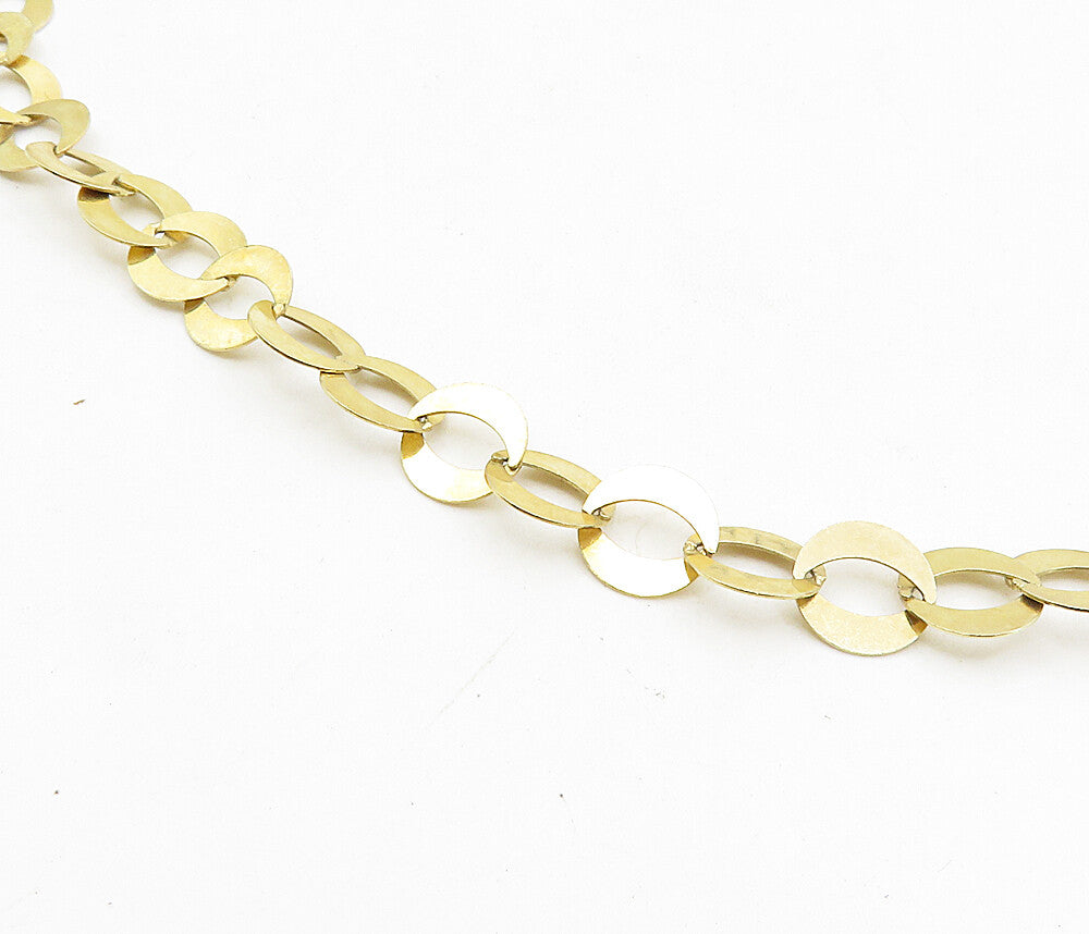 925 Sterling Silver  Shiny Gold Plated Petite Round Link Chain Necklace NE1746