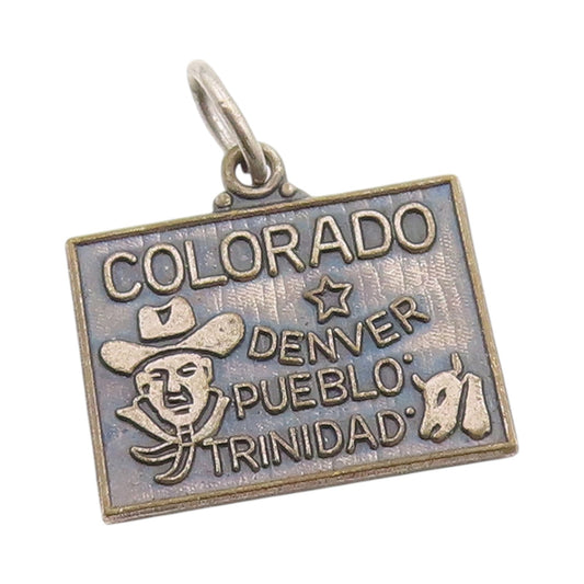 925 Sterling Silver Vintage Pendant Western Colorado Adventure Charm  PT24977