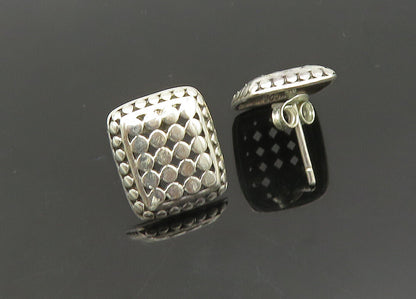 925 Sterling Silver  Vintage Shiny Circle Pattern Square Drop Earrings EG10751