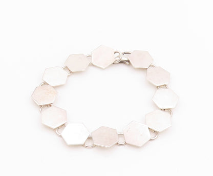 925 Sterling Silver Vintage Bracelet Minimalist Honeycomb Design Cutout  BT11308