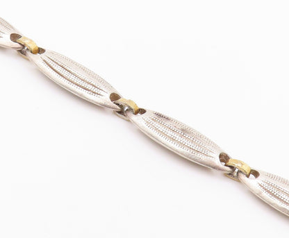 925 Sterling Silver Vintage Necklace Designer Grooved Ring Linked  NE4528