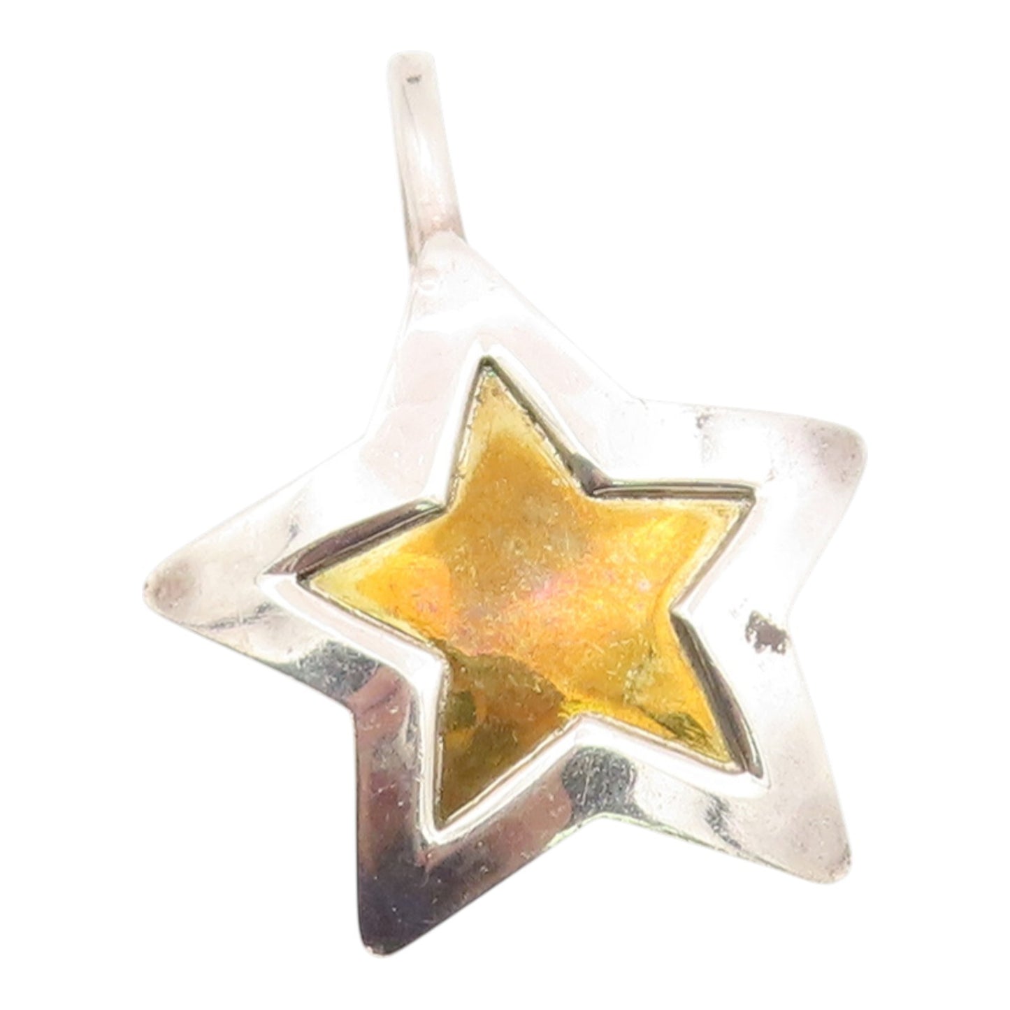 925 Sterling Silver Vintage Pendant Modernist Two Tone Celestial Star  PT26145