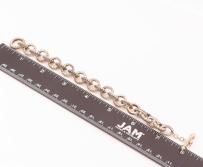 925 Sterling Silver  Vintage Beaded & Carved Interlocked Hoops Bracelet BT9923