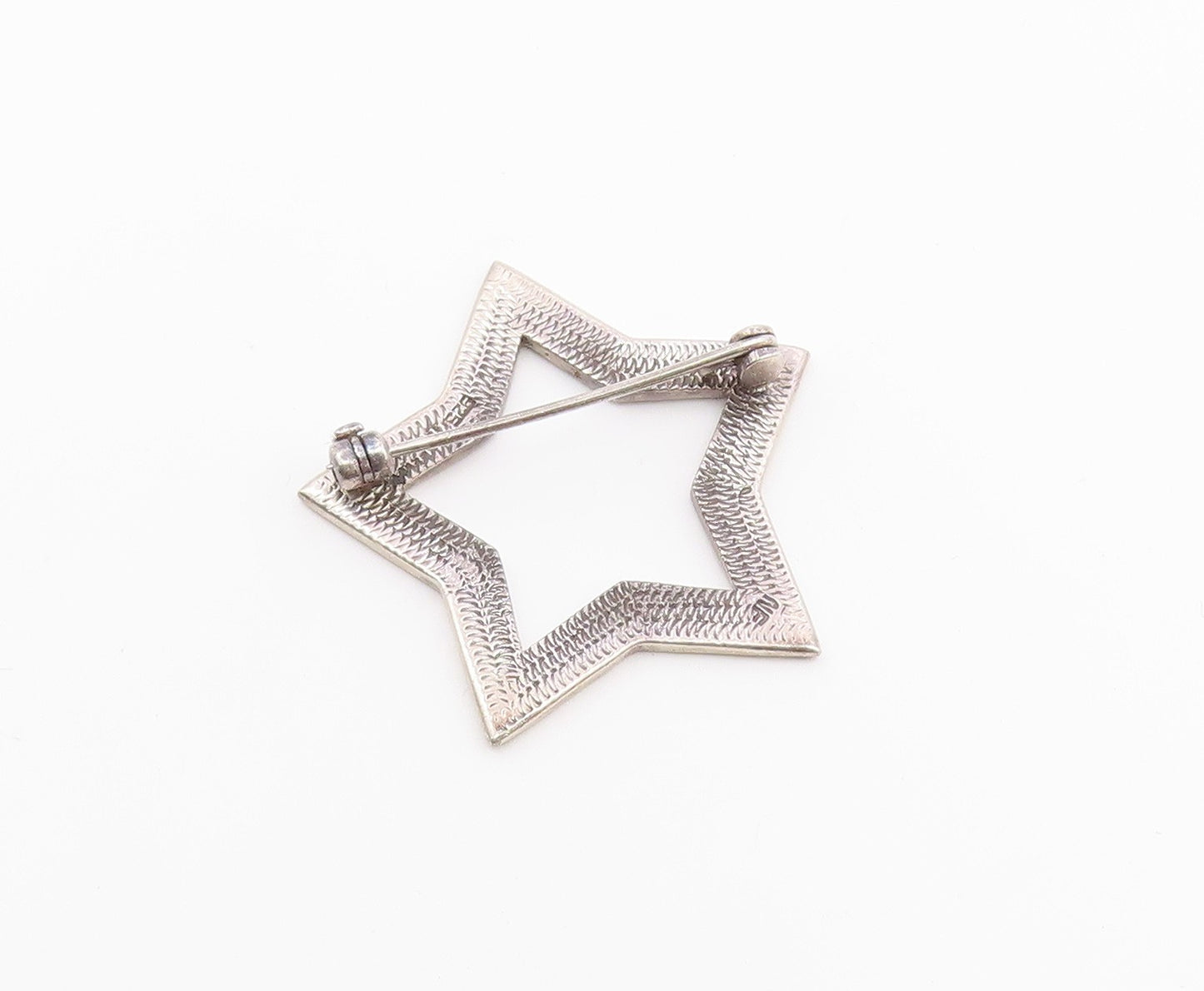 925 Sterling Silver Vintage Open Star Inspirational Words Brooch Pin BP7827