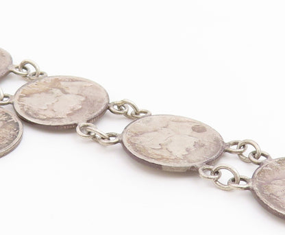 925 Sterling Silver Vintage Bracelet Classic US Mercury Dime Coin Link  BT12219