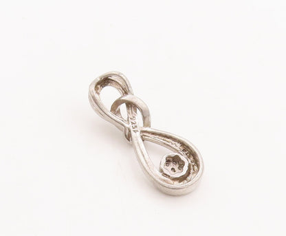 925 Sterling Silver Vintage Pendant Real Diamonds Inlay Cutout Infinity  PT23444