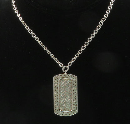 LOIS HILL 925 Silver  Vintage Shiny Woven Swirl Border Chain Necklace  NE3519