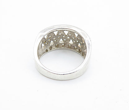925 Sterling Silver  Vintage Sparkling Topaz Open Design Band Ring Sz 7 RG6294