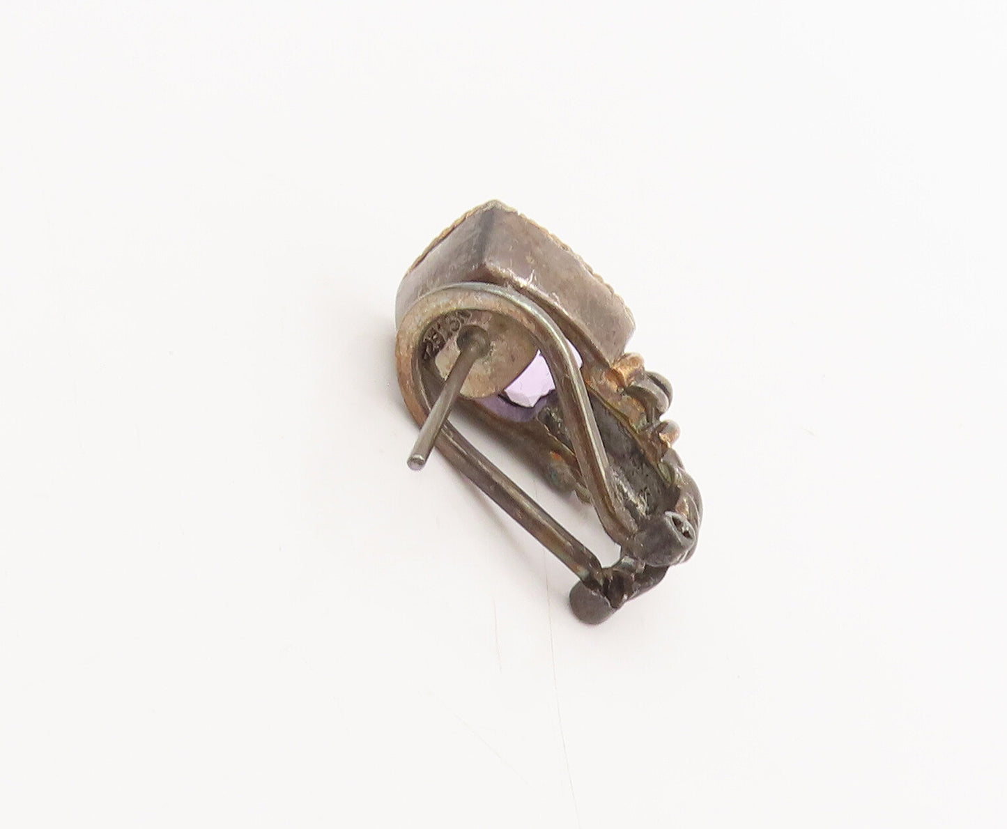 EFFY 18K GOLD & 925 Sterling Silver Vintage Square Amethyst Earrings EG12537