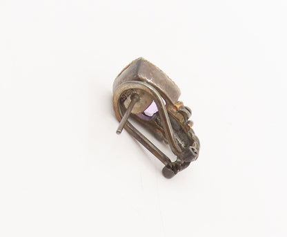 EFFY 18K GOLD & 925 Sterling Silver Vintage Square Amethyst Earrings EG12537