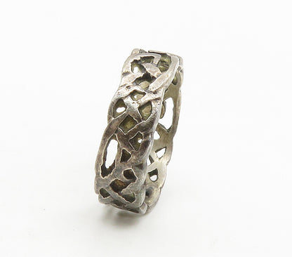 925 Sterling Silver  Vintage Oxidized Celtic Knot Band Ring Sz 6  RG15694