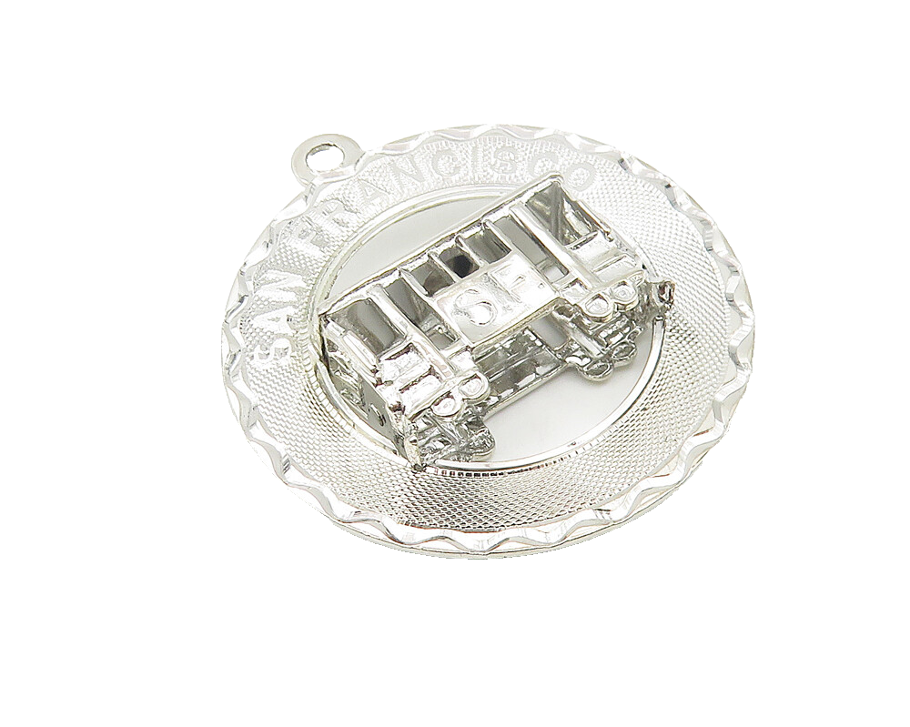 925 Sterling Silver  Vintage Shiny San Francisco Cable Car Pendant  PT9383