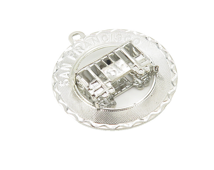 925 Sterling Silver  Vintage Shiny San Francisco Cable Car Pendant  PT9383