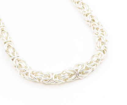 925 Sterling Silver Vintage Necklace Intricate Woven Solid Byzantine Link NE4826