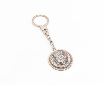 925 Sterling Silver Vintage Keychain Guipuzcoa Coat Of Arms Medallion  TR4119