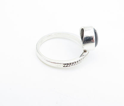925 Sterling Silver  Cabochon Cut Topaz Shiny Pointed Band Ring Sz 7  RG8042
