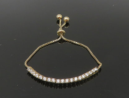 Gold Over 925 Silver  Cubic Zirconia Adjustable Child Box Chain Bracelet BT1098