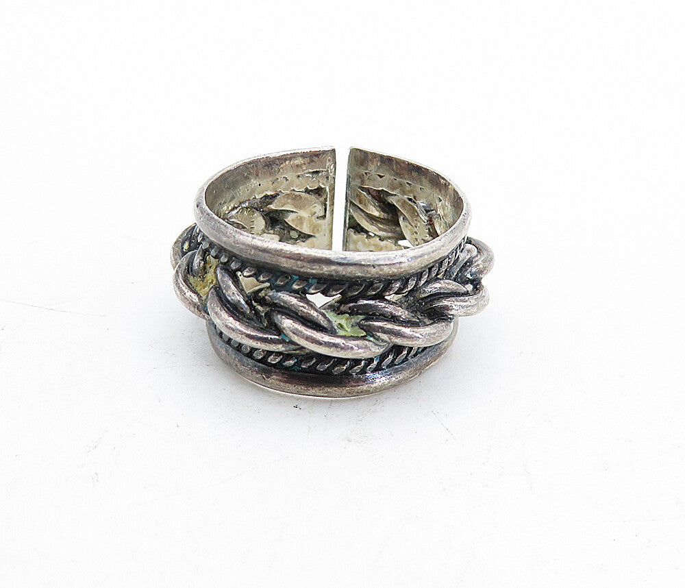 925 Sterling Silver  Vintage Oxidized Rope Twist Design Band Ring Sz 6  RG5012