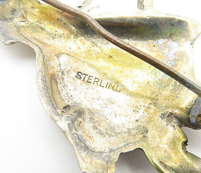 925 Sterling Silver  Vintage Antique Girl With Watering Can Brooch Pin  BP2437