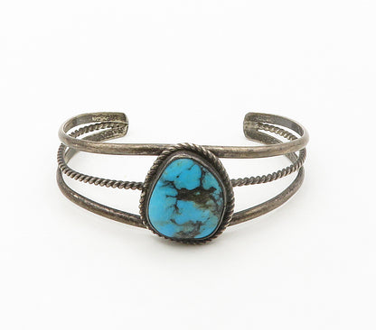 NAVAJO 925 Sterling Silver  Vintage Turquoise Split Twist Cuff Bracelet BT6534