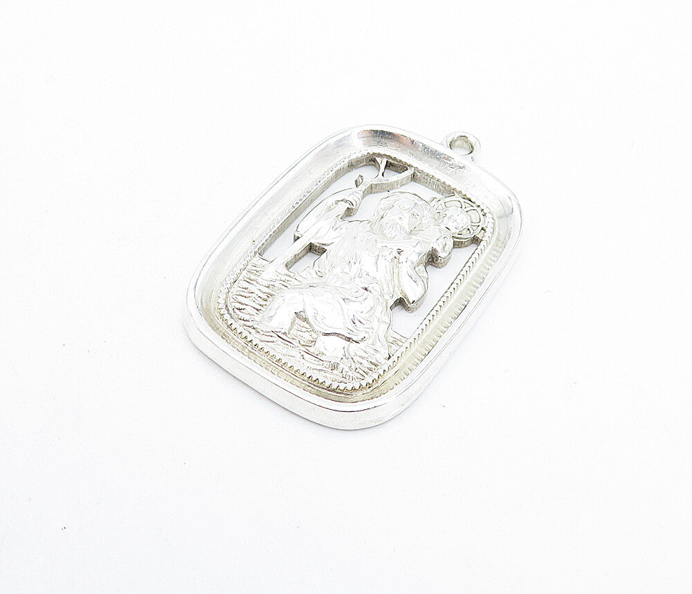 HAYWARD 925 Sterling Silver  Vintage Shiny Saint Christopher Pendant  PT5389