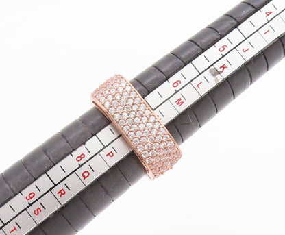 925 Sterling Silver Vintage Ring Rose Gold Plated CZ Square Band  Sz 7  RG33250