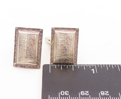 925 Sterling Silver Vintage Cuff Links MIDDLE EAST Trible Design Carved   TR3775