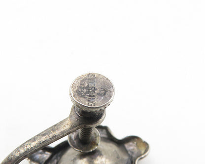 925 Sterling Silver  Vintage Dark Tone Turtle Motif Non Pierce Earrings EG5282