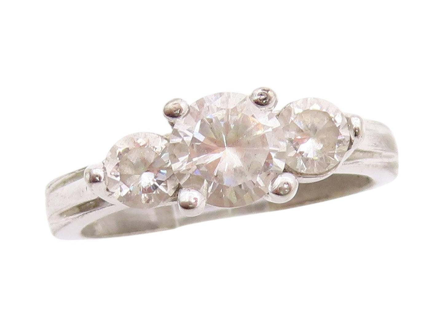 925 Sterling Silver Vintage Ring Three Round Topaz Band  Sz 7  RG33137