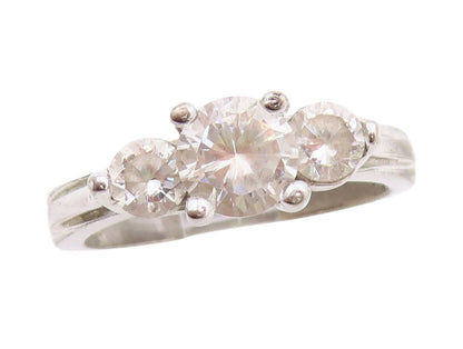 925 Sterling Silver Vintage Ring Three Round Topaz Band  Sz 7  RG33137