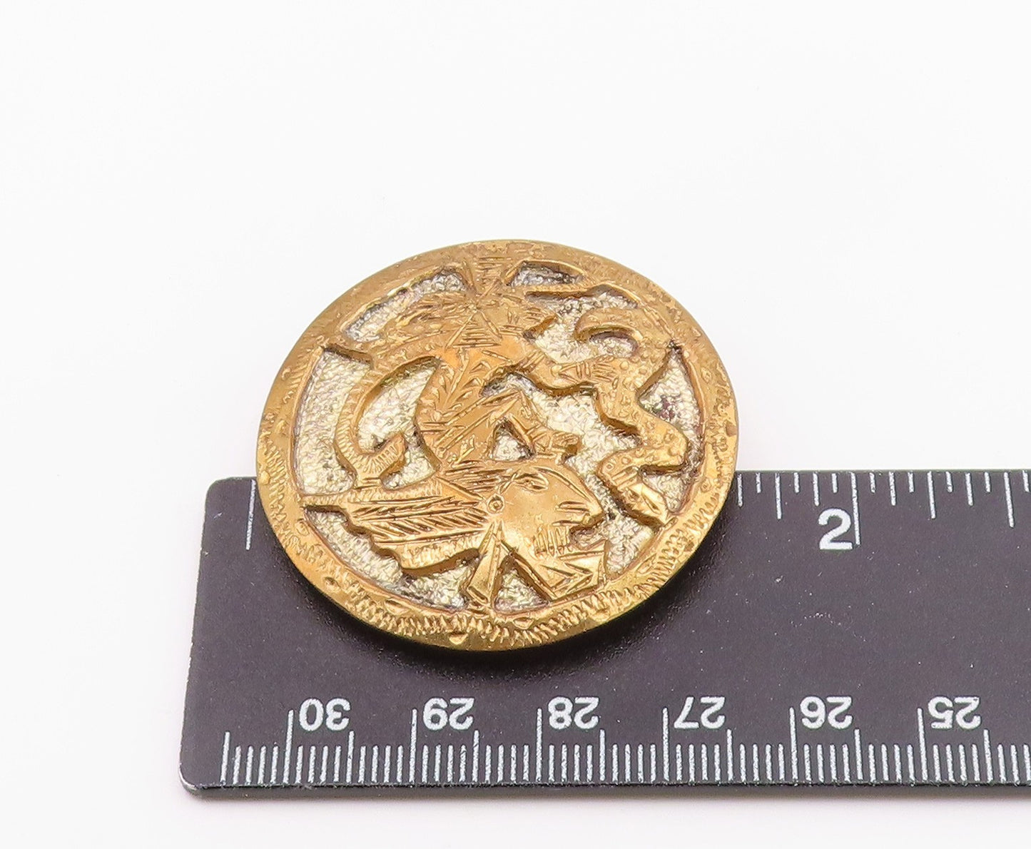 MEXICO 925 Sterling Silver  Vintage Two Tone Traditional Brooch Pin  BP3279