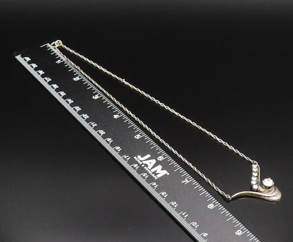 925 Sterling Silver  Vintage Swirl Wrapped Cubic Zirconia Necklace  NE3903