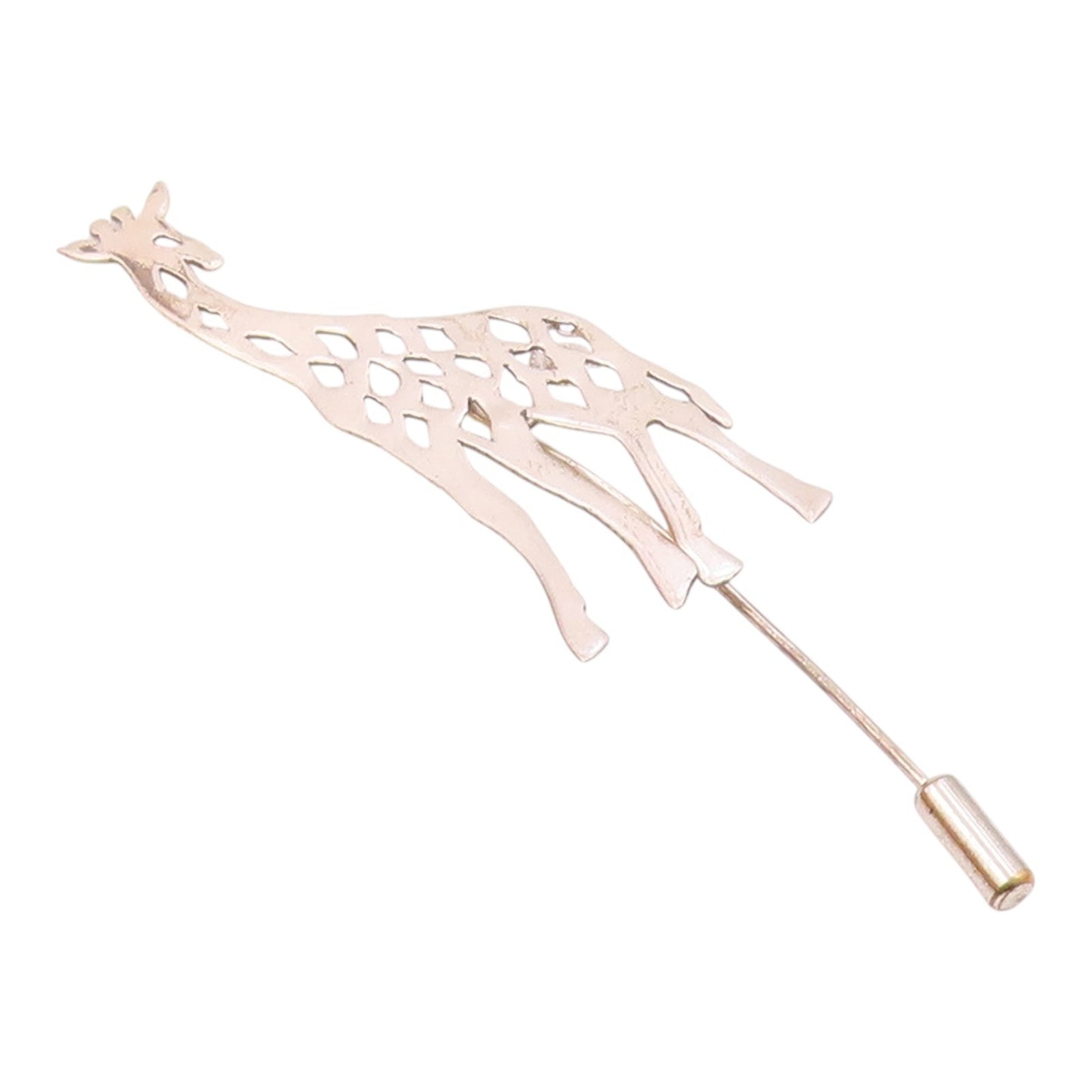 925 Sterling Silver  Vintage Openwork Giraffe Animal Lapel Pin  TR3440