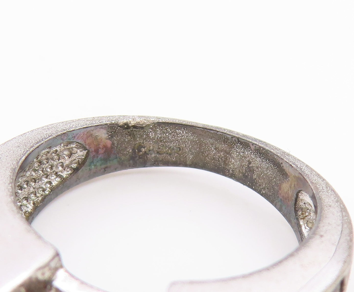 925 Sterling Silver Vintage Ring Elegant Topaz Statement Band  Sz 6.5  RG35864
