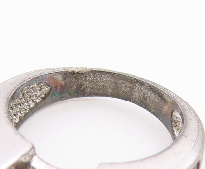 925 Sterling Silver Vintage Ring Elegant Topaz Statement Band  Sz 6.5  RG35864