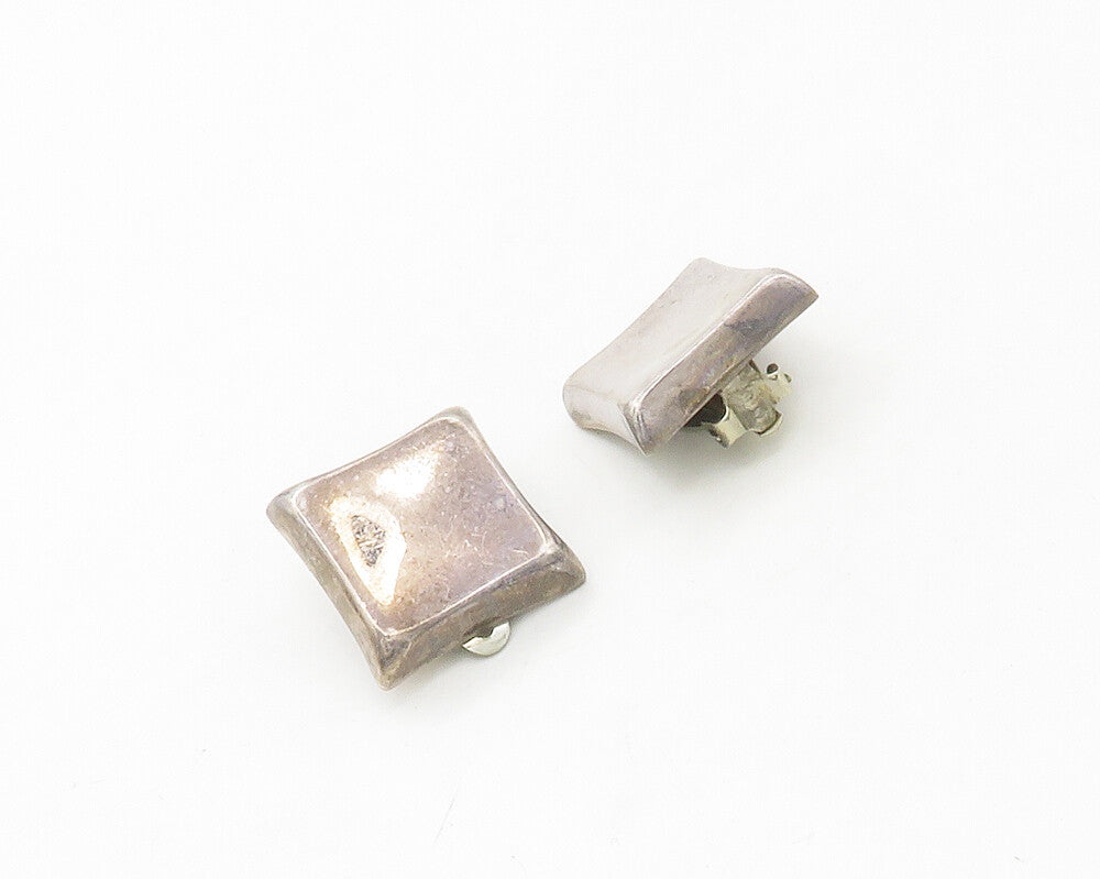 ZINA 925 Sterling Silver  Vintage Dark Tone Square Non Pierce Earrings  EG8815
