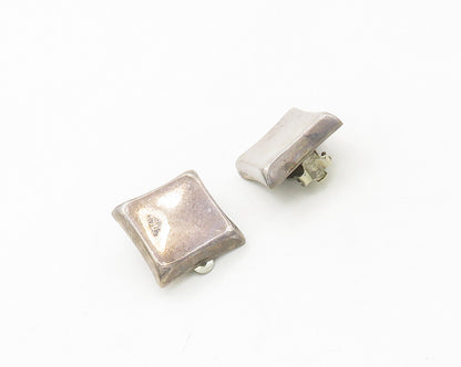 ZINA 925 Sterling Silver  Vintage Dark Tone Square Non Pierce Earrings  EG8815