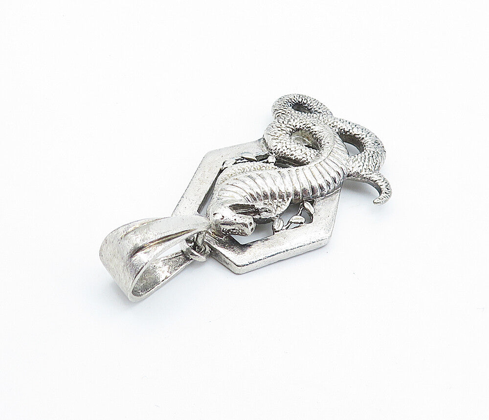 925 Sterling Silver  Vintage Slithering Cobra Snake Motif Drop Pendant  PT4212