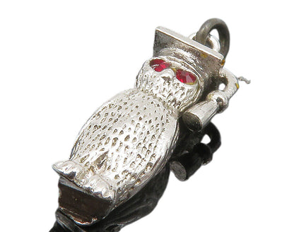 925 Sterling Silver  Petite Pink Topaz Owl Graduate Motif Pendant  PT10625