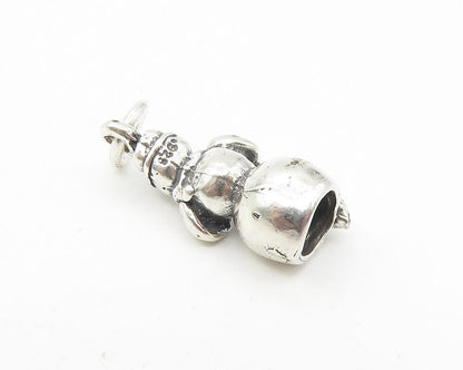 925 Sterling Silver  Vintage Petite Shiny Winter Snowman Drop Pendant  PT9323
