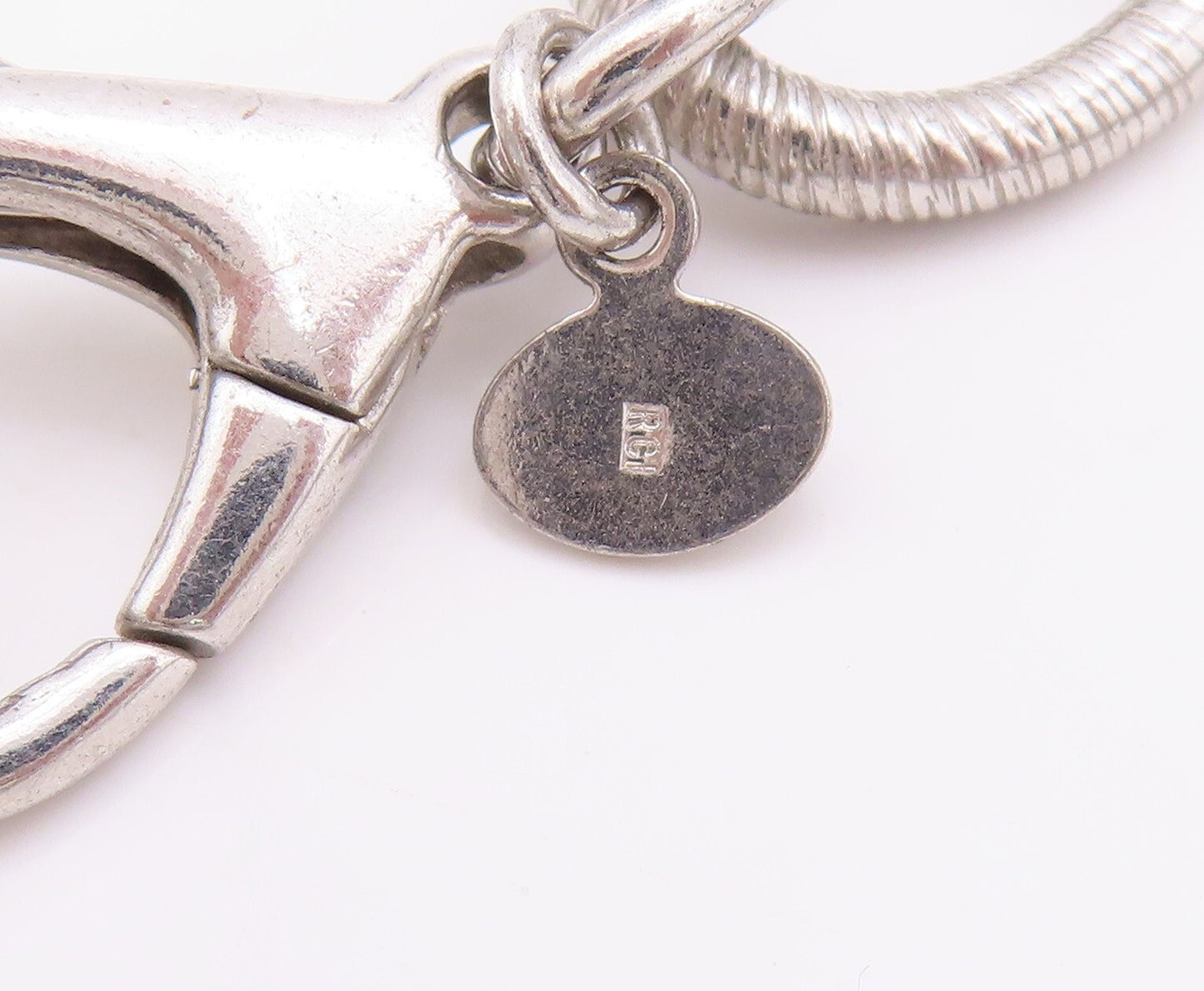 925 Sterling Silver Vintage Necklace Designer Round & Eye Shape Rings NE4390