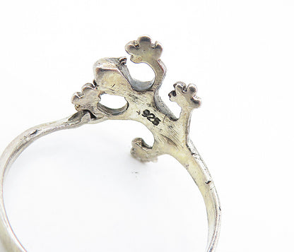 925 Sterling Silver  Vintage Crawling Lizard Motif Band Ring Sz 10.5  RG7445