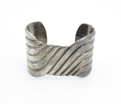 ZINA 925 Sterling Silver  Vintage Large Dark Tone Swirl Cuff Bracelet  BT1828