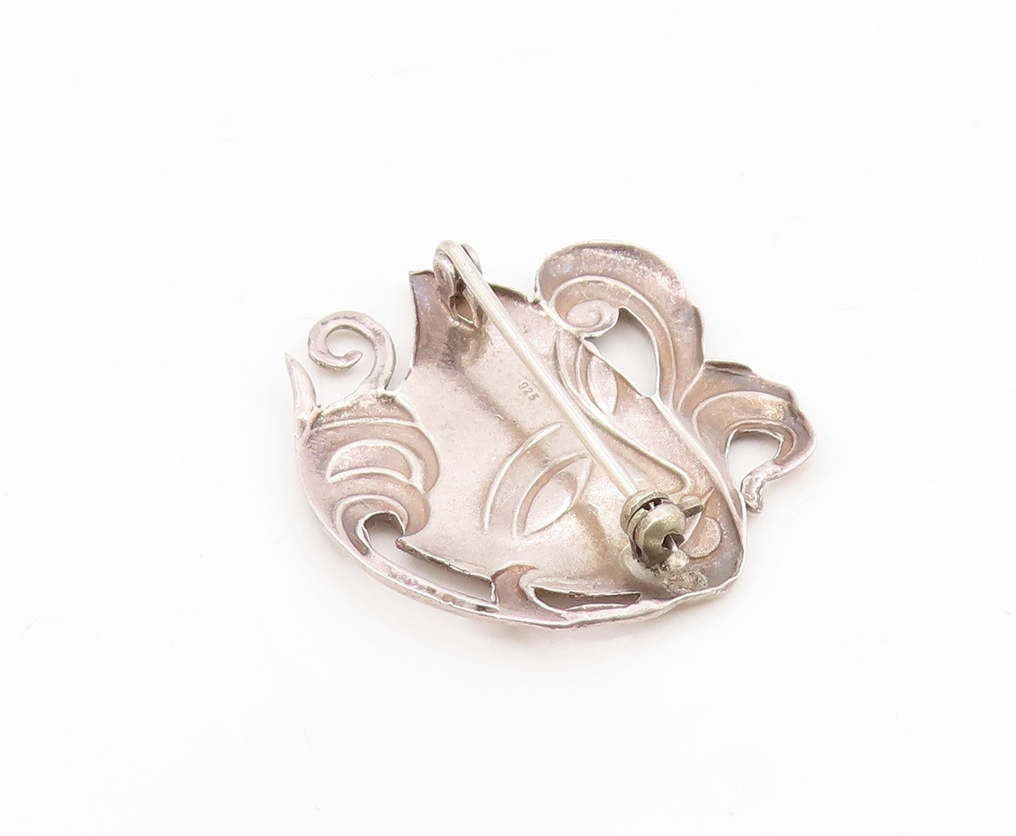 925 Sterling Silver Vintage Brooch Swirly Masquerade Theater Mask Pin  BP12102