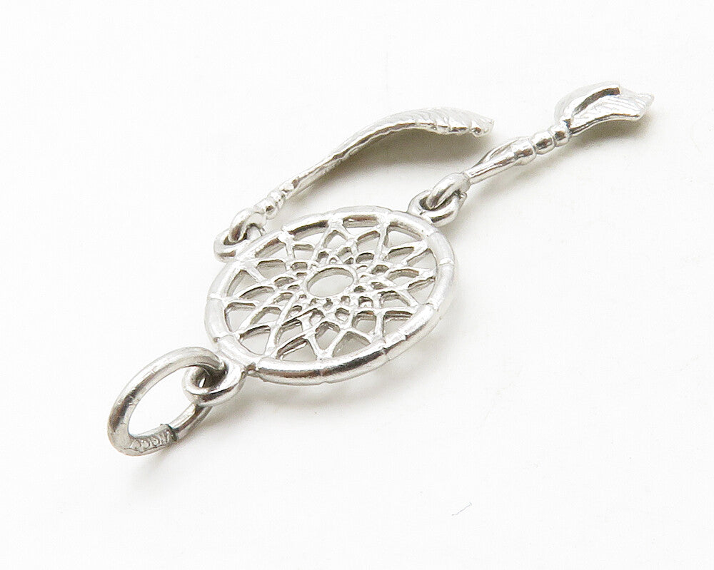 925 Sterling Silver  Vintage Shiny Petite Dream Catcher Motif Pendant  PT10401