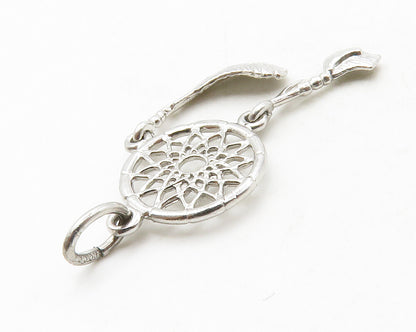 925 Sterling Silver  Vintage Shiny Petite Dream Catcher Motif Pendant  PT10401