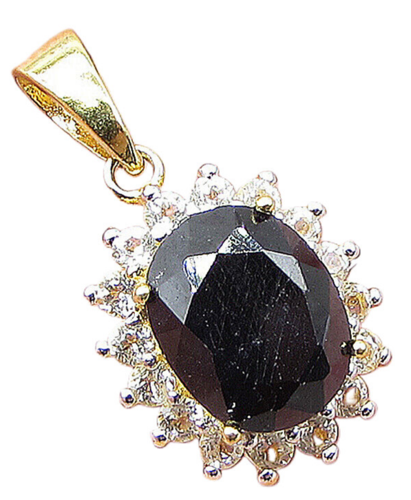 Gold Over 925 Sterling Silver Sapphire & White Topaz Drop Pendant PT1128
